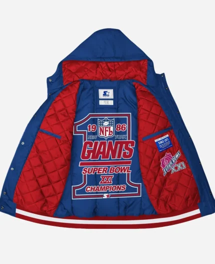 Starter New York Giants 2026 Super Bowl XXI Parka Royal Blue Hooded Jacket