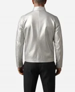 Street Fighter Balrog 50 Cent Silver Metallic-Finish Silver Leather Jacket