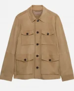 The Celebrity Traitors S02 Rob Beckett Tan Suede Leather Jacket