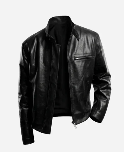 Travis Scott Milan FW Black Leather Jacket