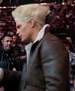 UFC 332 Guile In The Wild Street Fighter Cody Rhodes Shearling Leather Bomber Jacket