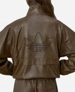 Unisex Adidas x ASOS Overhead Brown Leather Track Jacket