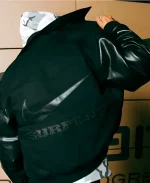 Unisex Carhartt Wip x Nike x Surplus Wool & Leather Black Bomber Jacket