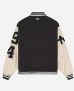 Unisex Ksubi x Planes 2026 Black & Cream Wool Varsity Jacket 