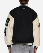 Unisex Ksubi x Planes Black & Cream Wool Varsity Jacket 