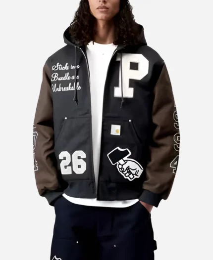Unisex Patta x Carhartt WIP OG Active Dark Navy Blue Hooded Jacket