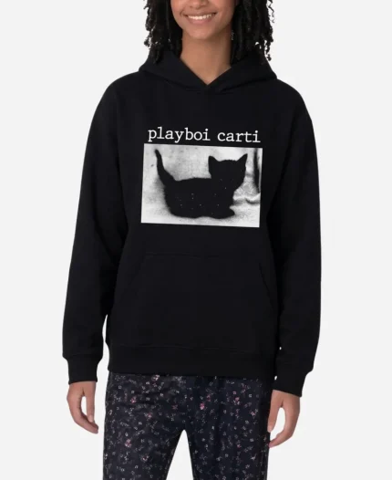 Unisex Playboi Carti Black Cat Black Hoodie