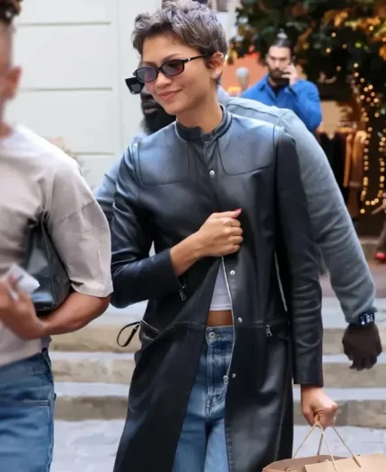 Zendaya Prada Fall 1999 Leather Coat